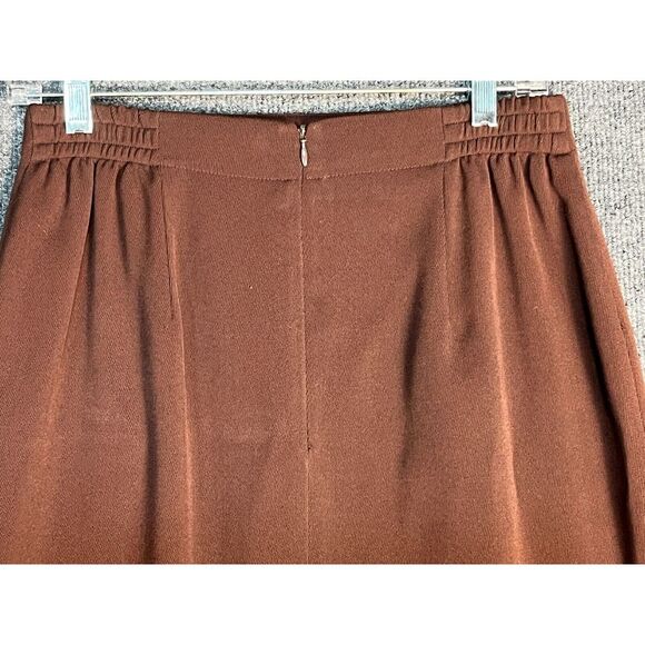 VTG Gianni Petite Mini Pencil Skirt 100% Wool Elastic Waist Slit Brown Women 10P - Picture 6 of 11